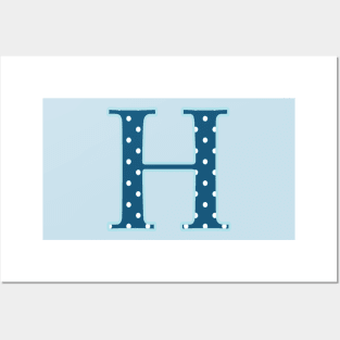 Initial Letter H Polka dot Blue Posters and Art